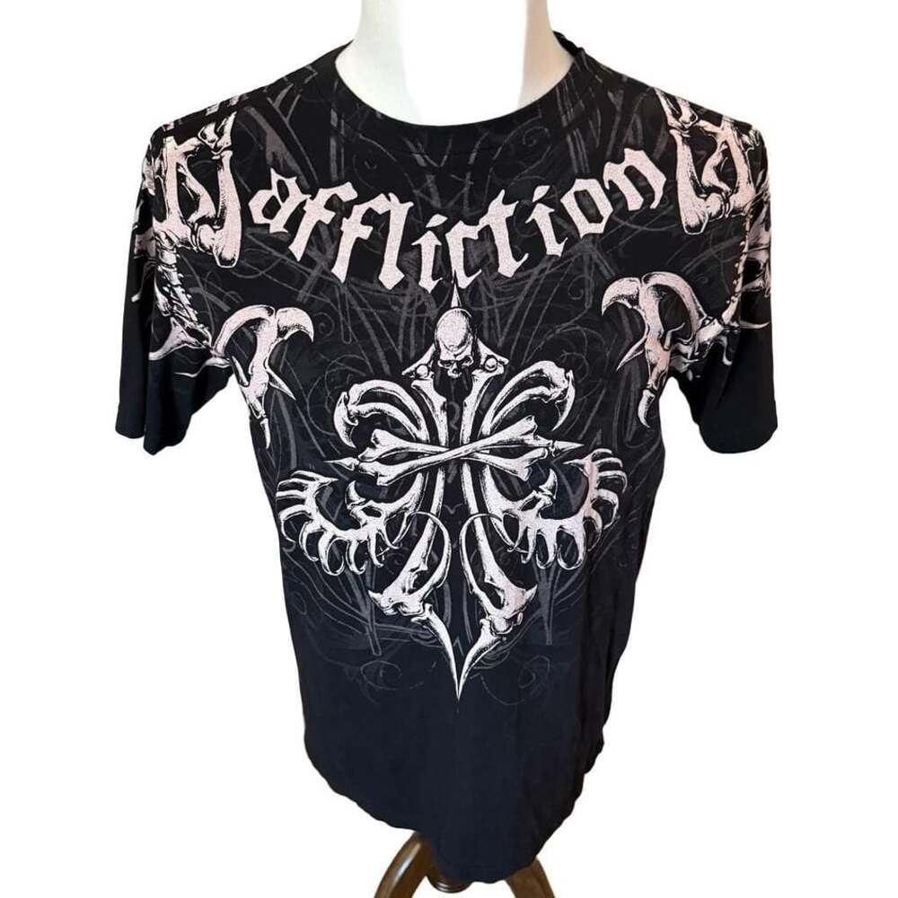 Affliction Skeleton Tee Black Y2K Graphic T-Shirt Medium